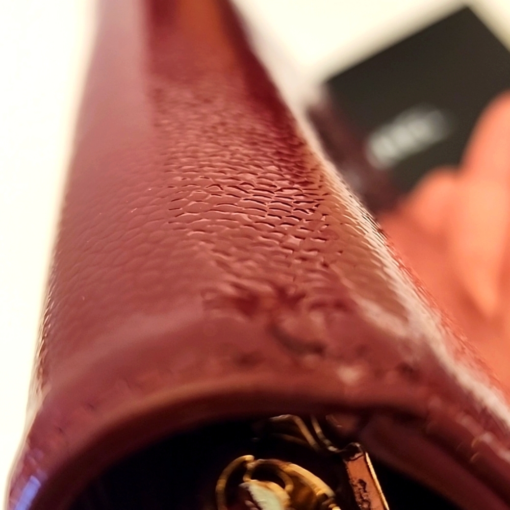 Chanel Continental CC Flap Wallet Purse Glazed Calfskin Entrupy COA Burgundy - Picture 14 of 16